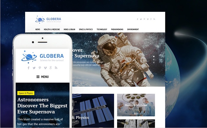 قالب Globera News برای طراحی سایت خبری در وردپرس