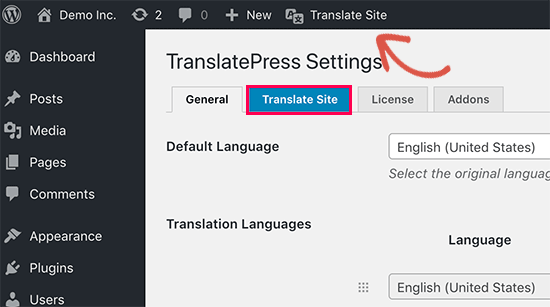 دکمه سایت را ترجمه کنید در طراحی سایت چند زبانه با وردپرس