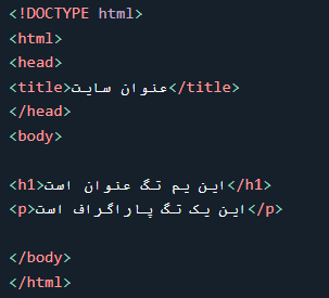 نمونه مثال ساده کدهای html